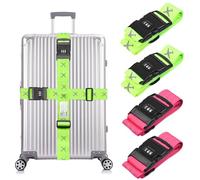 Dulynva 4 Piezas Correas para Maletas de Viaje con Candado Numérico, Ajustables Cinta Maletas Viaje, Aprobadas por TSA, para Equipaje Fijo, Los Crucero Viajes Aéreos, para Reconocer Fácil el Equipaje