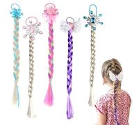 Dulynva 5 Piezas Trenzas Pelo Niña Peluca Rapunzel Trenzas Postizas Extensiones de Pelo Trenzado Peluca Colores con Gomas Trenzadas para Elsa Frozen Niña Cabello Princesa Vestir Accesorios
