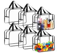 Dulynva 6 Bolsa Juguetes Almacenamiento 35 x 18 x 24 cm Bolsa de almacenamiento para juguetes con cremallera, PVC Transparente e Impermeable para Guardar rompecabezas, Bloques de construcción, Libros