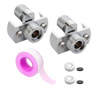 Dulynva - Adaptador de grifo de ducha ajustable (2 unidades, 1/2 a 3/4, conexión centrada, mezclador con tapa y cinta selladora de PTFE, adaptadores de grifo de ducha para cocina
