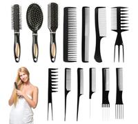 Dulynva Juego de 13 Cepillo Pelo Rizado Cepillos de Pelo Redondo Cepillos y Peines para el pelo Antiestático Cepillo Rizos Peine Hombre Mujer Peine Puas Anchas Peines de Corte Uso DoméStico, Viajes