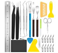 Dulynva Juego de 26 Herramientas de Vinilo para deshierbar de Acero Inoxidable para Manualidades Kit de Herramientas Modelismo para Crear Siluetas, HTV, Cameos, Letras, Incluye Pinzas, Tijera