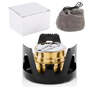 Dulynva Mini Quemadores de Alcohol Estufa de alcohol Portátil Quemador de Alcohol Ultraligera Hornillo de Alcohols de Latón y Doporte de Aluminio para senderismo al aire libre, camping (Negro)