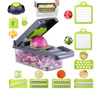 DUMAO 12 en 1 Cortador de Verduras, Picador de Alimentos Rallador para Ensalada Mandolina Multifución para Frutas y Verduras Cuchillas de Acero Inoxidable Pica y Corta Fácilmente