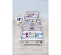 Dumbo - Juego de Cama con Funda de edredón y Funda de Almohada, Marca Oficial, para niños, con diseño de Circo a Rayas, Color Azul
