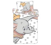 Dumbo Ropa de Cama de Bebé Disney Set 2tlg. 100% Algodón Tamaño: 100x135 CM, 40x60 CM, Oeko-Tex Standard 100