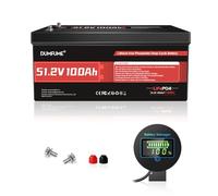 Dumfume Batería Lifepo4 48V 100Ah para Carro Golf, BMS Inteligente 200A 5120Wh, Pantalla Externa, Batería Litio Ciclo Profundo para Sistemas Solares 48V, Almacenamiento Energía, Caravana