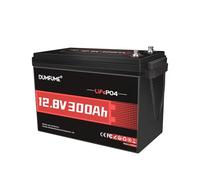Dumfume LiFePO4 Bateria Litio 12V 300Ah, 15000 Ciclos Profundos BMS 200A, 3840W Bateria para Placas Solares para Caravana, Alimentación de Emergencia, Aplicaciones Fuera de la Red
