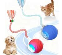 Dumgeo Juguetes para Gatos Interactivos, Pelota Interactiva para Gatos Inteligente, Pelota para Gato Rodadura Automático, Smart Bola Interactiva para Gato y Perro Recargable USB (Rojo+Azul)