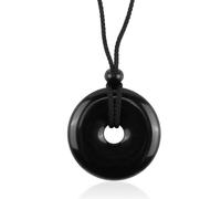 Dumhuts turmalina negra, colgante de turmalina auténtica con diseño de donut, collar de piedra curativa con cordón, para la meditación y la vida cotidiana