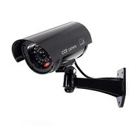 Dummy cámara de Seguridad, Sistema de vigilancia CCTV Falso, con Luces Intermitentes Rojas realistas y Adhesivo de Advertencia para Interior y Exterior (1, Negro)