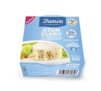 DUMON - 8 unidades de 160g Atún Claro al Natural en Conserva, en su propio jugo o agua. Pescado enlatado alto en Omega 3 y proteína
