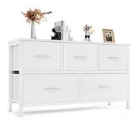 DUMOS Antonia - Cajonera para dormitorio con 5 cajones de tela, unidad organizadora para ropa, armario, habitación de los niños, torre de almacenamiento con armario, marco de metal, tablero de madera,