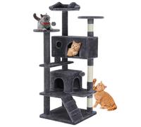 DUMOS Árbol rascador para Gatos Grande, 135 cm, Torre de Escalada, árbol rascador para Gatos, árbol con Cueva, Completo con sisal, Poste rascador de Actividad para Gatos de Todas Las Edades (Gris