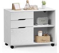 DUMOS Cajón con Ruedas - Armario de Almacenamiento con 3 cajones y 2 Compartimentos Abiertos, cajones de Oficina, Armario de Oficina, Armario de Escritorio, Armario de Base, Adecuado para Dormitorio,