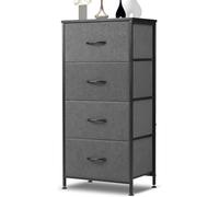 DUMOS Cómoda con cajones, cómoda y aparador para Dormitorio, Armario de Cocina con 4 cajones, cómoda de Tela con Marco de Acero Estable, Ideal para Dormitorio, salón (Gris)