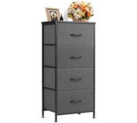 DUMOS Cómoda con cajones, cómoda y aparador para Dormitorio, Armario de Cocina con 4 cajones, cómoda de Tela con Marco de Acero Estable, Ideal para Dormitorio, salón (Gris)