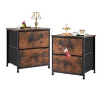 DUMOS Cómoda para Dormitorio con 2 cajones de Tela, Organizador Alto para Ropa, Armario de habitación Infantil, Torre de Almacenamiento con Armario, Marco de Metal, Tablero de Madera, Muebles Ligeros