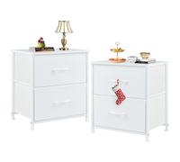 DUMOS Cómoda para Dormitorio con 2 cajones de Tela, Organizador Alto para Ropa, Armario de habitación Infantil, Torre de Almacenamiento con Armario, Marco de Metal, Tablero de Madera, Muebles Ligeros