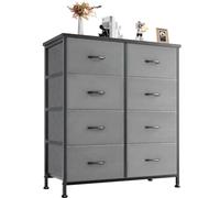 DUMOS Cómoda para Dormitorio con 8 cajones de Tela, Organizador Alto para Ropa, Armario de habitación Infantil, Torre de Almacenamiento con Armario, Marco de Metal, Tablero de Madera, Muebles Ligeros