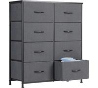 DUMOS Cómoda para Dormitorio con 8 cajones de Tela, Organizador Alto para Ropa, Armario, habitación Infantil, Torre de Almacenamiento con Armario Marco de Metal, Placa de Madera, Muebles Ligeros para