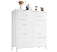 DUMOS Cómoda para Dormitorio con 8 cajones de Tela, Organizador Alto para Ropa, Armario, habitación Infantil, Torre de Almacenamiento con Armario Marco de Metal, Placa de Madera, Muebles Ligeros para