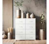 DUMOS Cómoda para Dormitorio con cajones de Tela, Organizador Alto para Ropa, Armario, habitación Infantil, Torre de Almacenamiento con Armario Marco de Metal, Placa de Madera Ligera