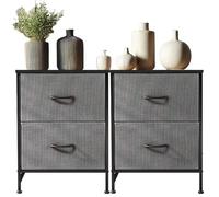 DUMOS Cómoda para Dormitorio con cajones de Tela, Organizador Alto para Ropa, Armario, habitación Infantil, Torre de Almacenamiento con Armario Marco de Metal, Placa de Madera Ligera