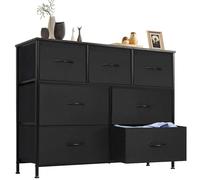 DUMOS Cómoda para Dormitorio con cajones de Tela, Organizador Alto para Ropa, Armario, habitación Infantil, Torre de Almacenamiento con Armario Marco de Metal, Placa de Madera Ligera
