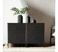 DUMOS Cómoda para Dormitorio con cajones de Tela, Organizador Alto para Ropa, Armario, habitación Infantil, Torre de Almacenamiento con Armario Marco de Metal, Placa de Madera Ligera