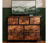 DUMOS Cómoda para Dormitorio con cajones de Tela, Organizador Alto para Ropa, Armario, habitación Infantil, Torre de Almacenamiento con Armario Marco de Metal, Placa de Madera Ligera