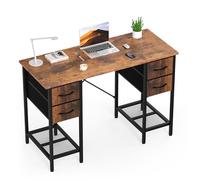 DUMOS Escritorio de Ordenador de 119,4 cm con 4 cajones, Mesa de Oficina en casa con Estante de Malla para Trabajo, Estudio, Escritura, Videojuegos, Muebles de Almacenamiento para Dormitorio