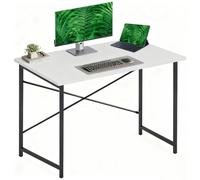 DUMOS Escritorio para Ordenador, Mesa de Oficina con Soporte para Auriculares y Bolsa de Almacenamiento, pequeño Escritorio de Estudio, Mesa de Madera, Mesa de Oficina para el hogar