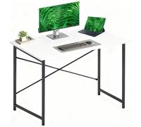 DUMOS Escritorio para Ordenador, Mesa de Oficina con Soporte para Auriculares y Bolsa de Almacenamiento, pequeño Escritorio de Estudio, Mesa de Madera, Mesa de Oficina para el hogar