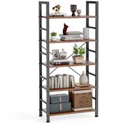 DUMOS Estantería de 5 niveles, organizador alto de almacenamiento, estante clásico moderno para CD/películas/libros, estantes industriales para oficina en casa, sala de estar, cocina, dormitorio,
