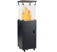 DUMOS Estufa de gas de 5/11 kW, encendido piezoeléctrico + regulador de presión de gas + cubierta, ruedas 360°, color negro