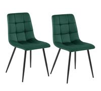 DUMOS Juego de 2 sillas de Comedor para salón, Cocina, Comedor, sillas de Cocina, tapizadas con Respaldo, Asiento de Terciopelo, Silla tapizada con Patas de Metal, soporta hasta 150 kg, Color Verde
