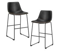DUMOS Juego de 2 taburetes de bar de 26 pulgadas de altura de mostrador, modernos taburetes altos de piel sintética con respaldo y patas de metal, sillas de bar para cocina, color negro elegante