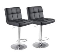 DUMOS - Juego de 2 taburetes de Bar giratorios Ajustables sin reposabrazos de Piel sintética para encimera de Cocina, Taburete de Bar hidráulico, cojín de Asiento Grueso, taburetes de Bar Cuadrados