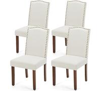 DUMOS Juego de 4 sillas de Comedor, Elegantes y Bonitas sillas de Comedor, tapizadas de Piel sintética, sillas de Cocina, de Comedor, adecuadas para Cocina, salón, Dormitorio (Beige)