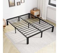 DUMOS Marco de cama tamaño king - Base de cama de plataforma de metal con soporte de listones de acero, no necesita somier, espacio de almacenamiento debajo de la base, fácil montaje, color negro