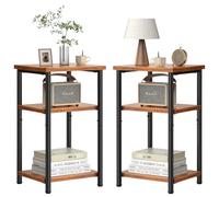 DUMOS Mesa auxiliar, mesa auxiliar pequeña, estante de almacenamiento de 3 niveles, mesa de sofá para espacio pequeño, mesita de noche con patas ajustables para sala de estar, dormitorio, oficina