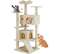 DUMOS Rascador para Gatos Grande, 135 cm, Torre de Escalada, árbol para Gatos de Todas Las Edades (Beige)