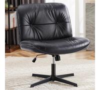 DUMOS Silla cruzada con patas para oficina, asiento de escritorio ancho y cómodo, sin ruedas, sin brazos, asiento de trabajo para computadora, tocador giratorio para el hogar, altura ajustable