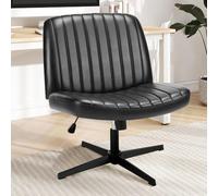 DUMOS Silla cruzada con patas para oficina, asiento de escritorio ancho y cómodo, sin ruedas, sin brazos, asiento de trabajo para computadora, tocador giratorio para el hogar, altura ajustable