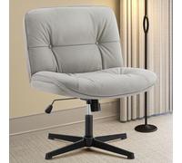 DUMOS Silla cruzada con patas para oficina, asiento de escritorio ancho y cómodo, sin ruedas, sin brazos, asiento de trabajo para computadora, tocador giratorio para el hogar, altura ajustable