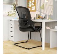 DUMOS Silla de escritorio de oficina con base de trineo, sillas ergonómicas de malla ejecutiva para computadora con soporte lumbar para el hogar, sala de conferencias, dormitorio, recepción de espera,