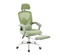 DUMOS Silla de escritorio de oficina con reposapiés, silla ergonómica para juegos para adultos, malla de computadora, soporte lumbar, giratoria reclinable con reposacabezas, cómodo reposabrazos para