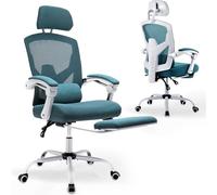 DUMOS Silla de Oficina ergonómica - Silla de Escritorio con cómodos respaldos, Equipada con un cómodo Soporte Lumbar y reposapiés, Adecuada para el hogar