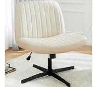 DUMOS Silla de Oficina sin reposabrazos, Alta y cómoda de Piel sintética Cruzada, con cojín de Asiento ampliado, Adecuada para oficinas, dormitorios y Salas de Estar (Blanco)